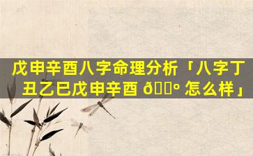 戊申辛酉八字命理分析「八字丁丑乙巳戊申辛酉 🐺 怎么样」
